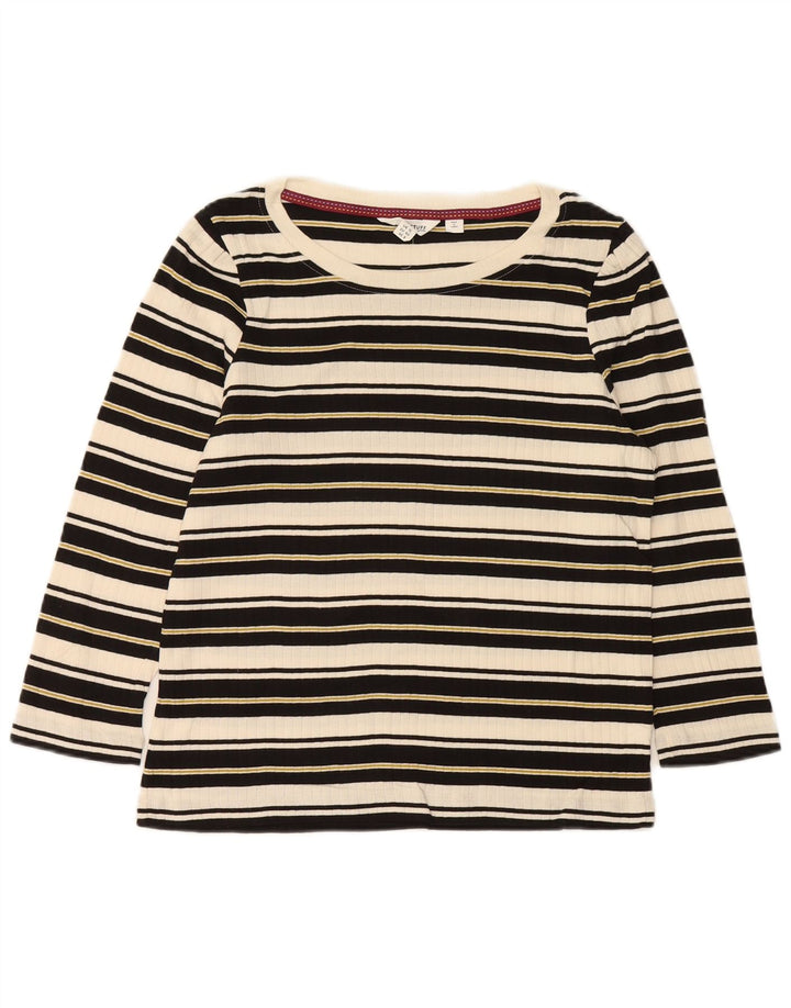 WHITE STUFF Womens Top 3/4 Sleeve UK 12 Medium White Striped Cotton