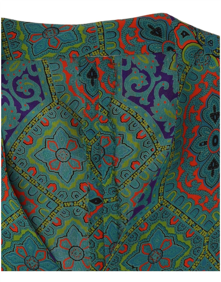 Vintage Damen A-Linie Kleid UK 14 Mittelgrün Geometrisch