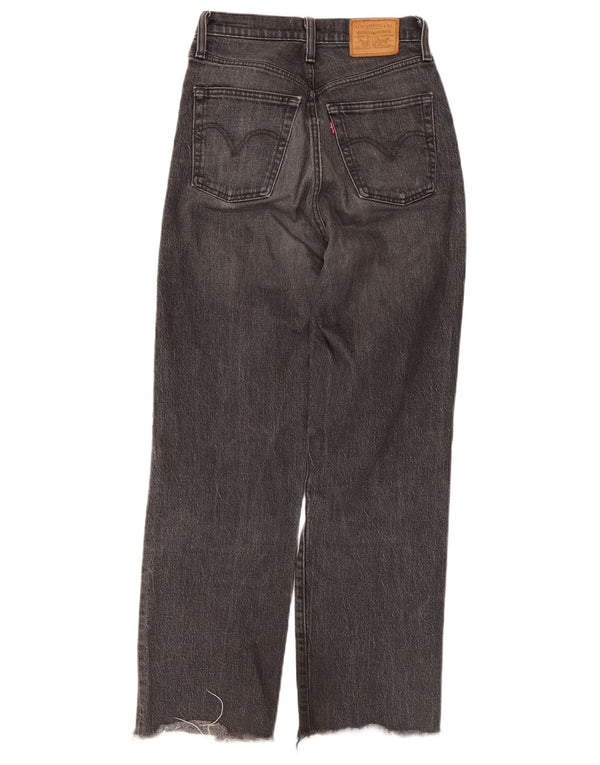 Levi's Damen Ribcage Straight Jeans W26 L26 Graue Baumwolle