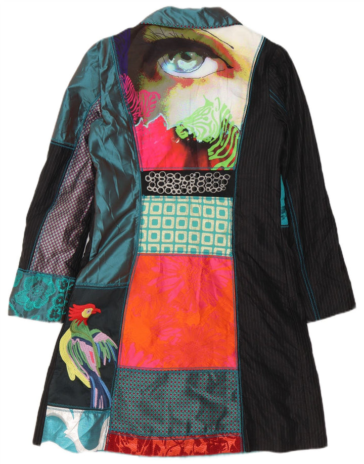 Desigual Womens Graphic Overcoat EU 40 Medium Mehrfarbiges Patchwork