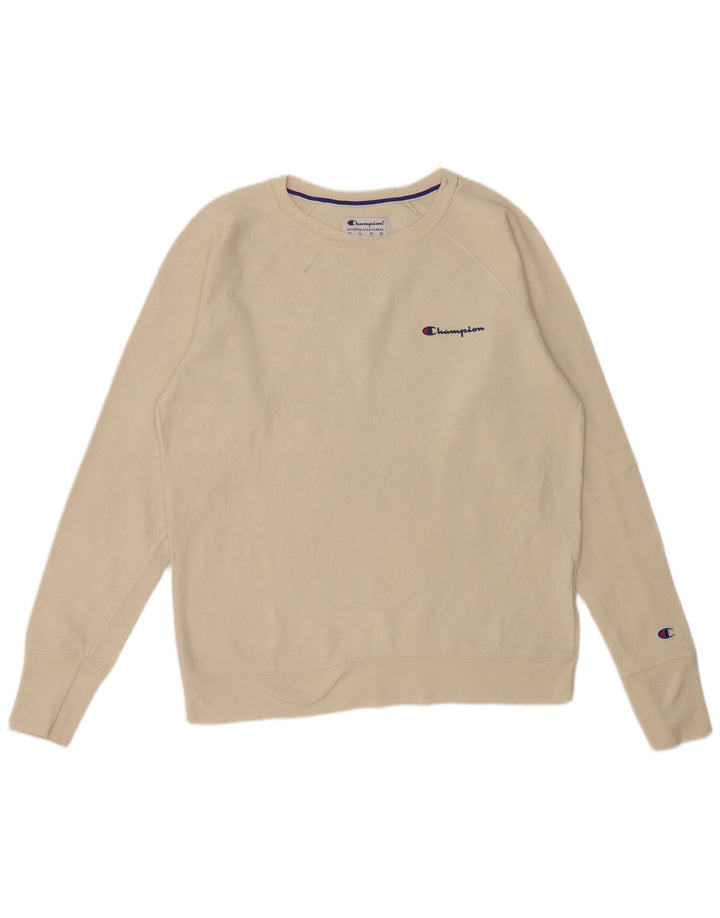 CHAMPION Herren-Sweatshirt-Pullover, groß, cremefarbenes Polyester