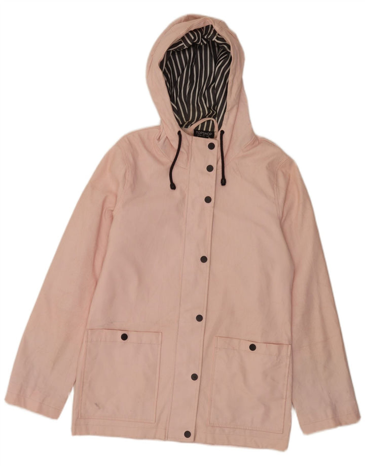 Topshop Damen-Regenjacke mit Kapuze, reguläre Passform, UK 8, Größe S, Rosa, Polyester