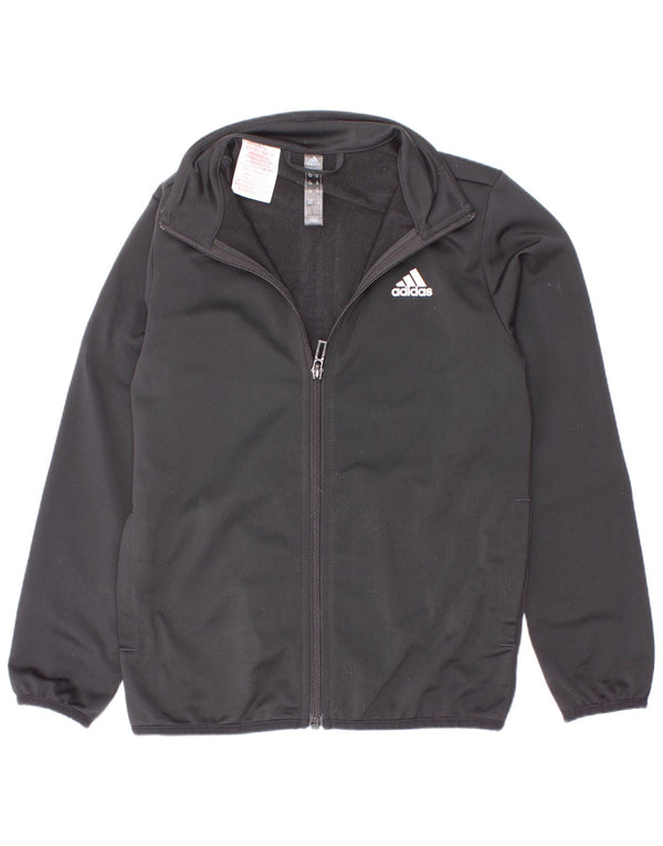 Adidas Jungen Grafik-Trainingsanzug-Top-Jacke, 7–8 Jahre, schwarzes Polyester
