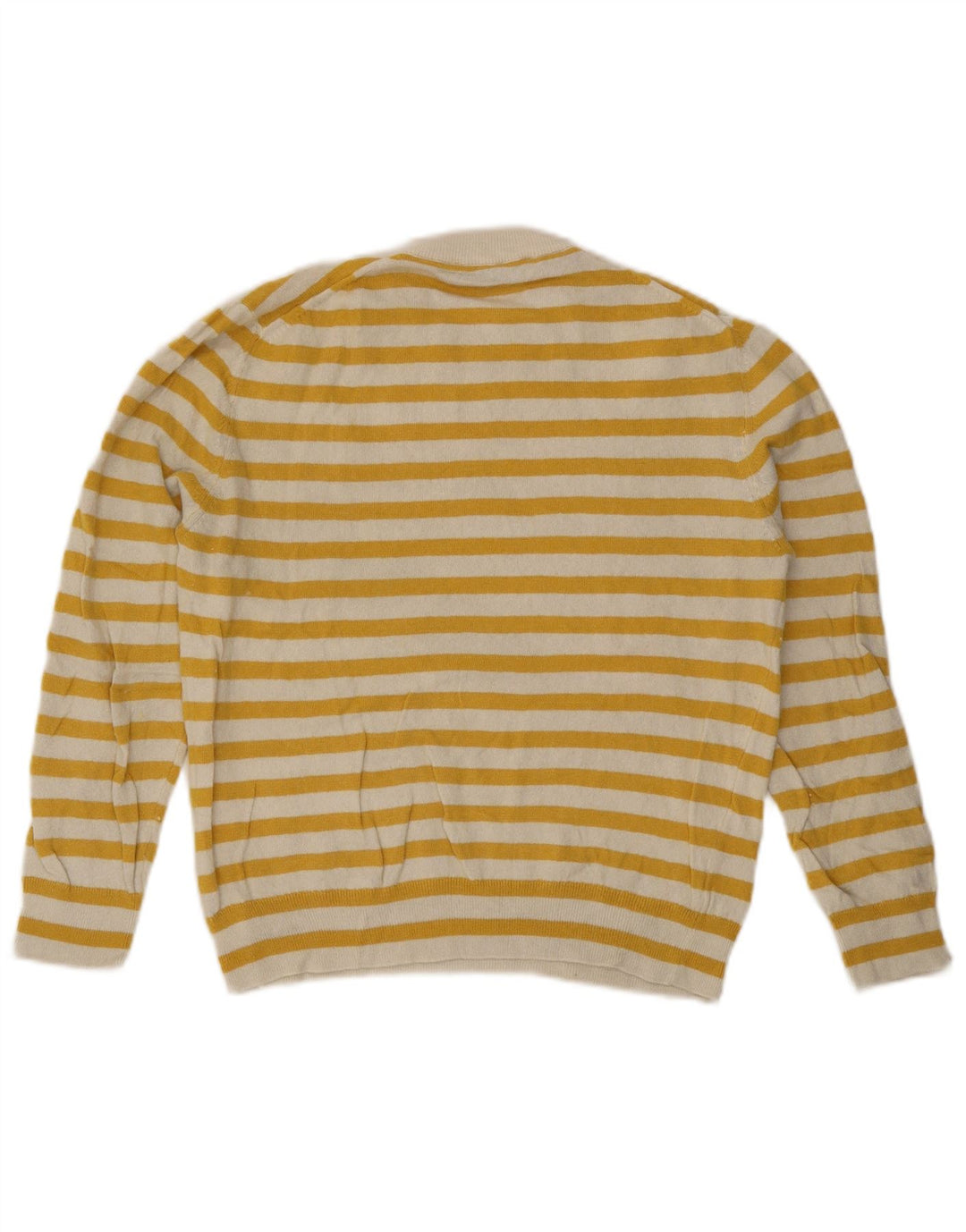 Zara Damen-Pullover mit Rundhalsausschnitt, UK 14, mittelgelb gestreift, Polyamid