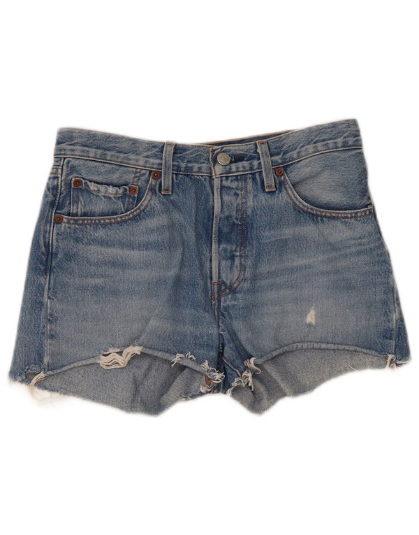LEVI'S Damen 501 Distressed Denim Shorts W26 Small Blaue Baumwolle