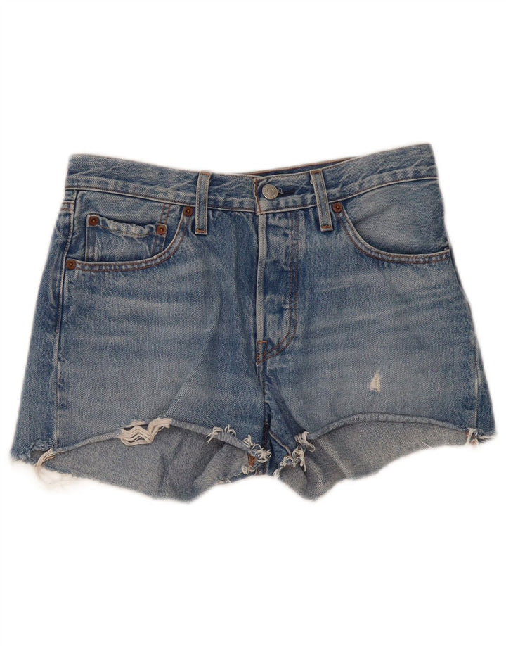 LEVI'S Damen 501 Distressed Denim Shorts W26 Small Blaue Baumwolle