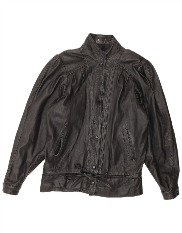 Vintage Damen Lederjacke UK 14 Mittelschwarzes Leder
