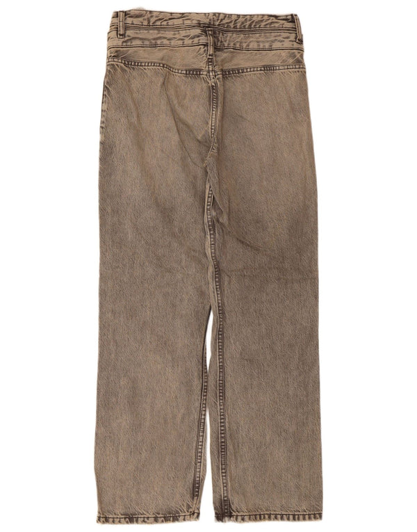 Zara Damen-Jeans mit hoher Taille und weitem Bein, EU 36, XS, B26, L29, graue Baumwolle