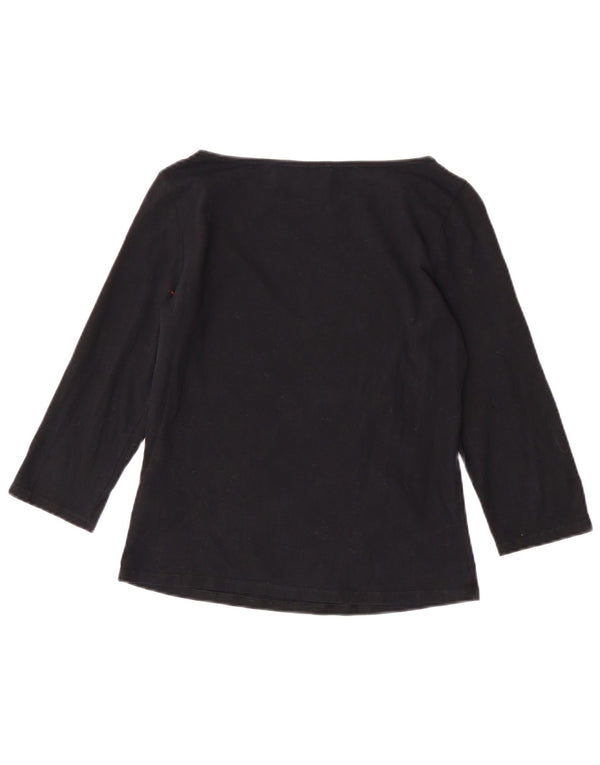 Marks & Spencer Damen Crop Top 3/4 Ärmel UK 12 Medium Schwarz Baumwolle