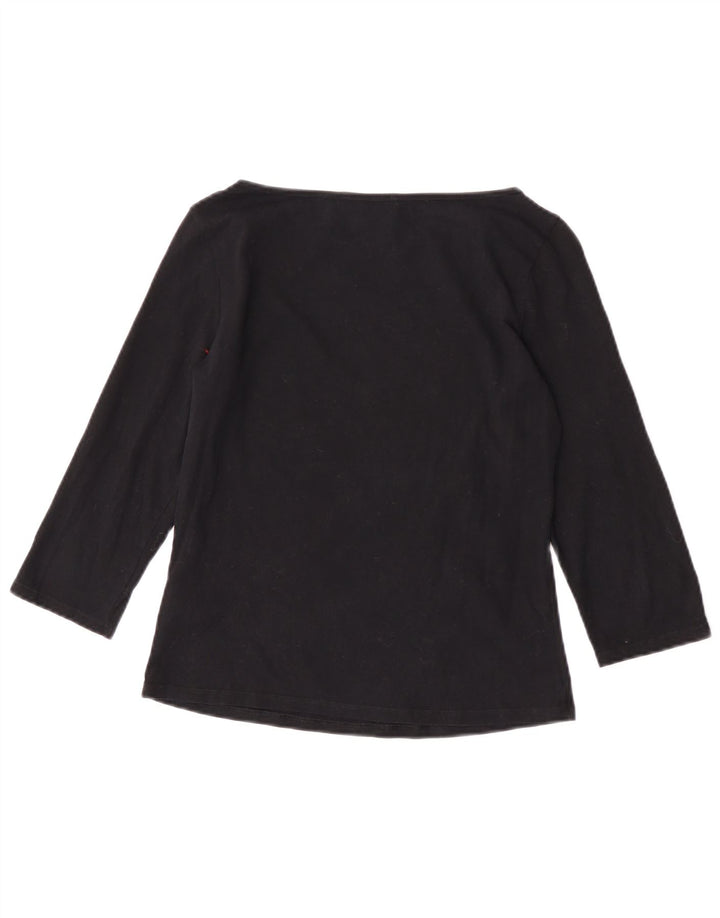 Marks & Spencer Damen Crop Top 3/4 Ärmel UK 12 Medium Schwarz Baumwolle