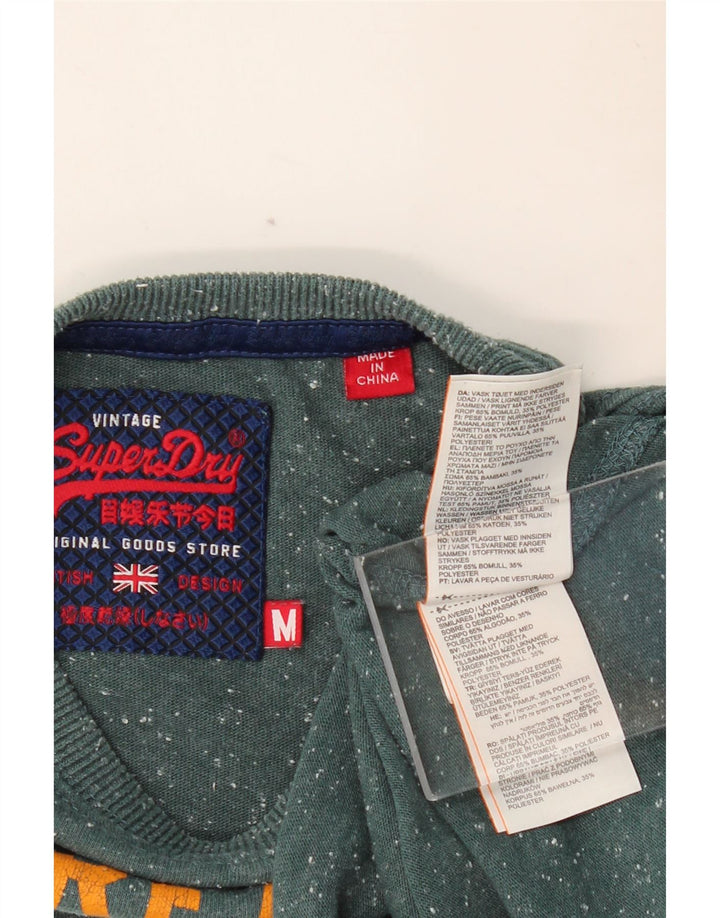 SUPERDRY Herren Grafik-T-Shirt-Oberteil aus mittelgrün gesprenkelter Baumwolle