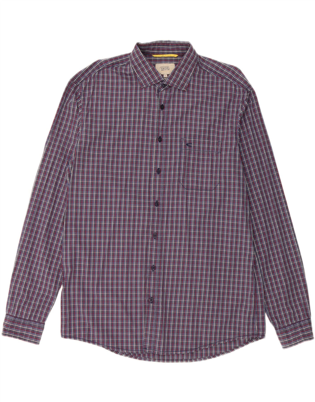 CAMEL ACTIVE Mens Regular Fit Shirt Large Navy Blue Check Cotton
