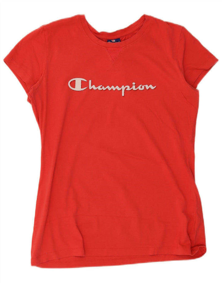 Champion Damen Grafik T-Shirt Top UK 14 Large Rot