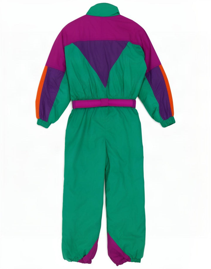 Vintage Damen Skioverall IT 48 XL Mehrfarbiges Colourblock-Polyamid
