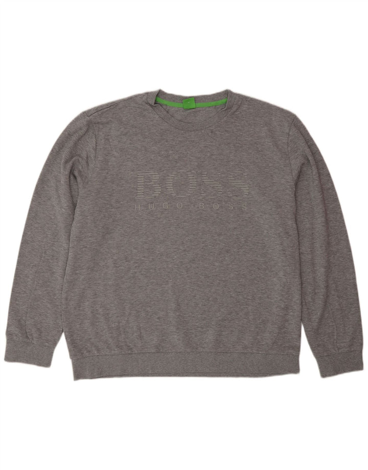 Hugo Boss Herren-Sweatshirt mit Grafik, XL, graue Baumwolle