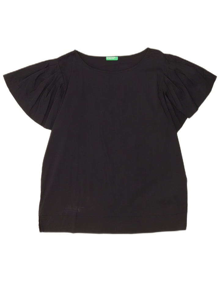 Benetton Damen-Blusenoberteil in Übergröße, Gr. 10, Größe S, Schwarz, Baumwolle