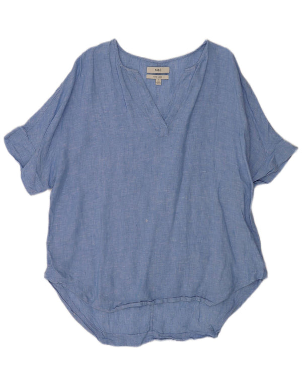 Marks & Spencer Damen Longline Pullover Shirt UK 16 Large Blau