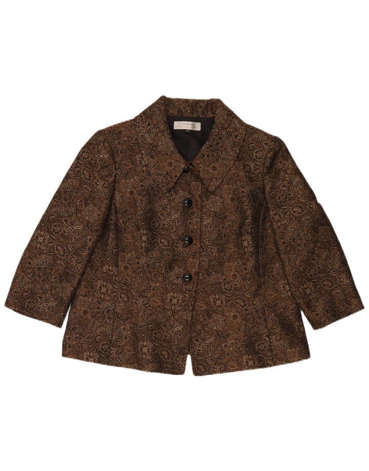 Tahari Damen-Blazerjacke mit 3/4-Ärmeln und 3 Knöpfen, US 16, 2XL, Braun, Paisleymuster