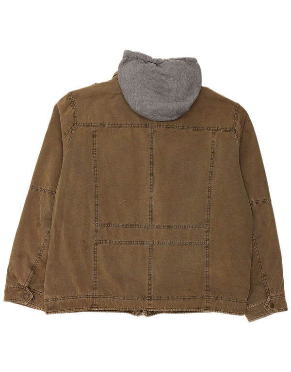 LEVI'S Herren Militär-Jeans-Sherpa-Jacke mit Kapuze, UK 42, XL, Khaki, Baumwolle