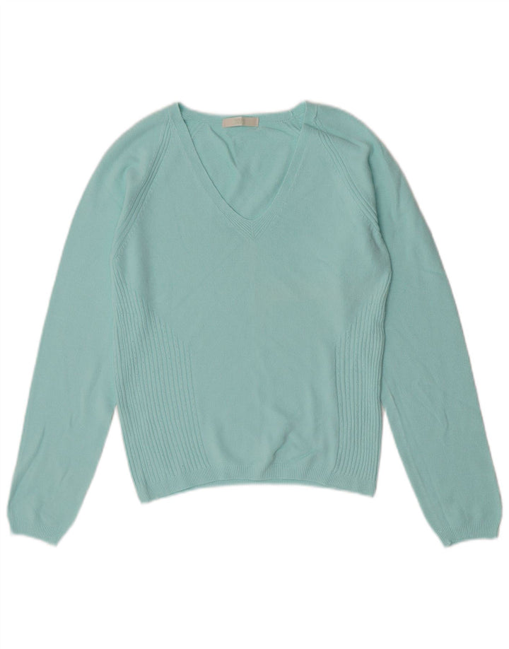 Marks & Spencer Damen Crop Pullover mit V-Ausschnitt, UK 14, Mitteltürkis