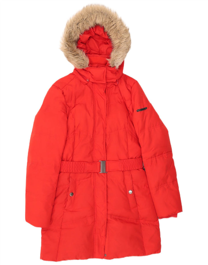 Esprit Wattierter Damenmantel mit Kapuze, UK 10, Größe S, Rot, Polyester