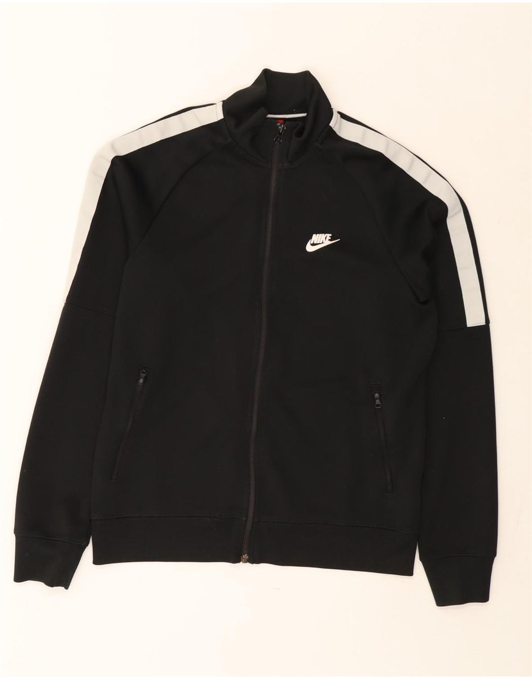 Nike Herren-Trainingsanzug-Top-Jacke aus mittelschwarzem Colourblock-Polyester