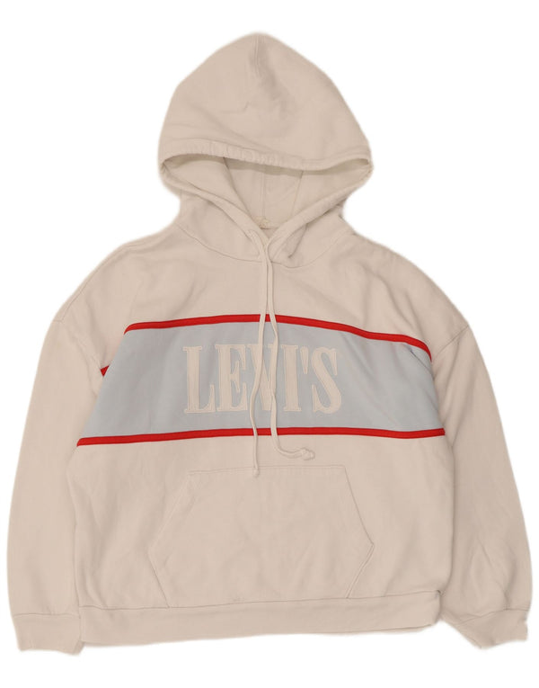 Levi's Damen-Kapuzenpullover mit Grafik, übergroß, Gr. 10, Größe S, Weiß, Farbblock
