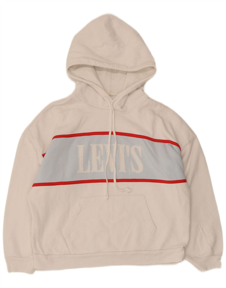 Levi's Damen-Kapuzenpullover mit Grafik, übergroß, Gr. 10, Größe S, Weiß, Farbblock