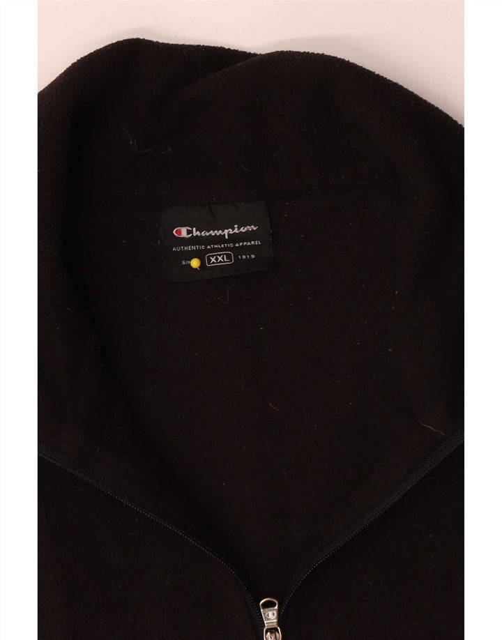 Champion Herren-Fleecepullover mit Reißverschluss, 2XL, schwarzes Polyester