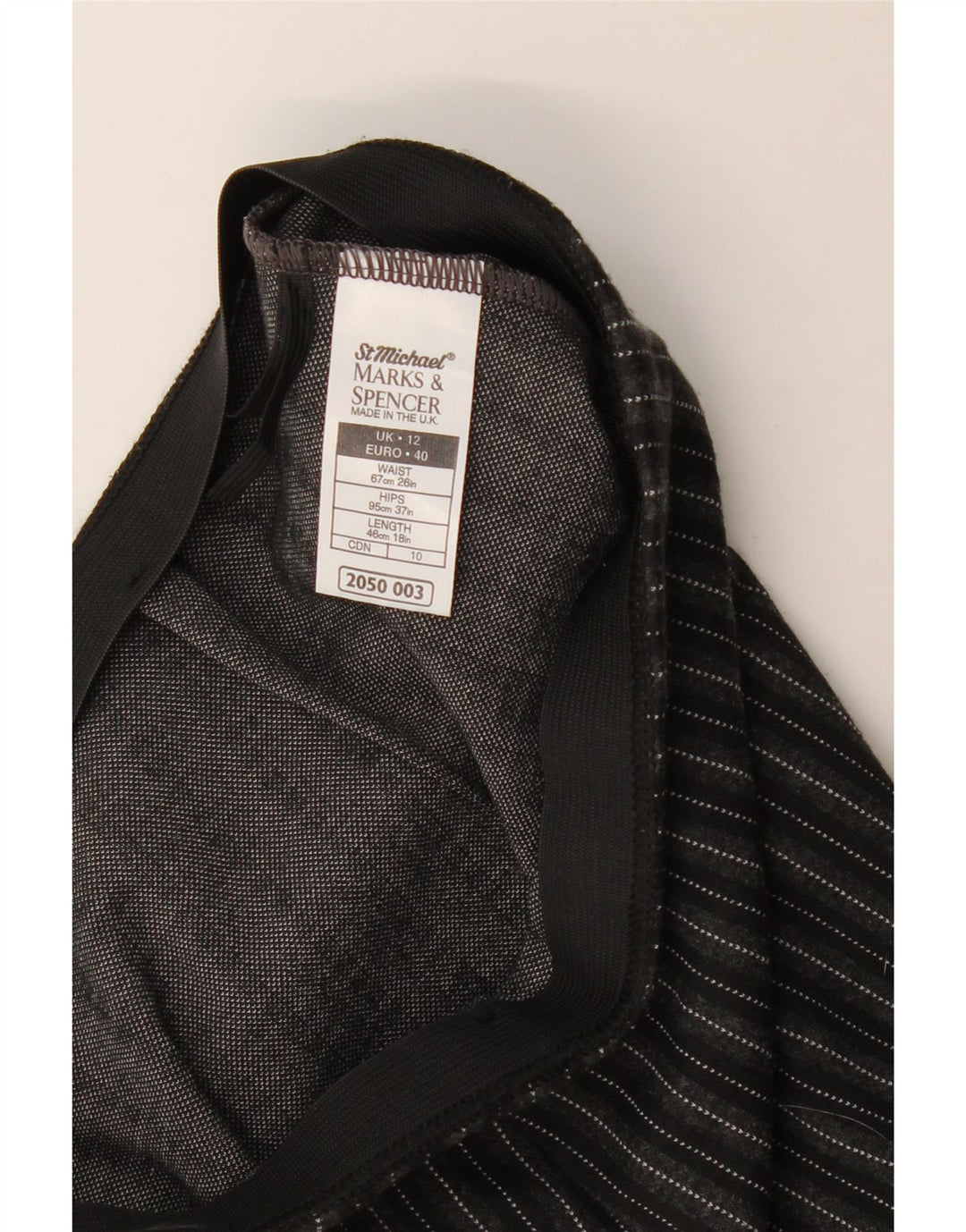 Marks & Spencer Damen Minirock UK 12 Medium W30 Schwarze Nadelstreifen-Baumwolle