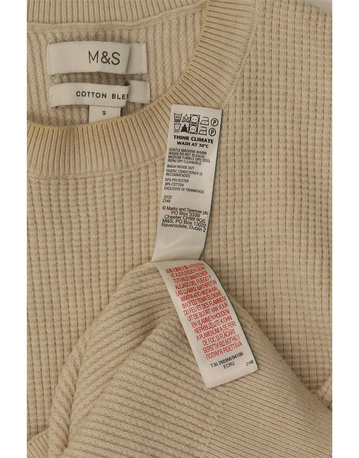 Marks & Spencer Herren-Pullover mit Rundhalsausschnitt, Größe S, beige, Polyester
