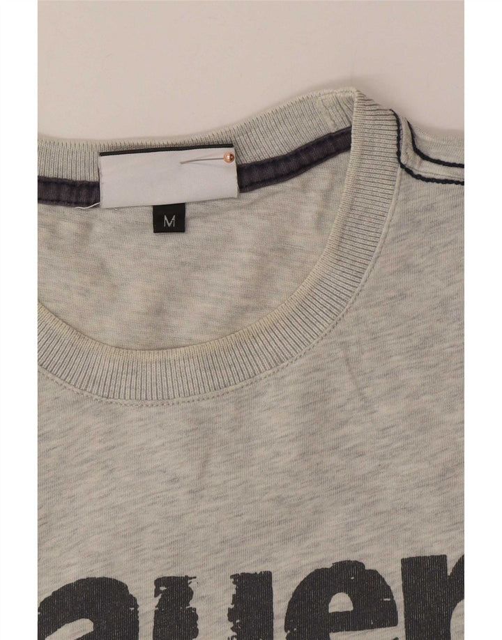 Blauer Herren-T-Shirt mit Grafik, mittelgraue Baumwolle