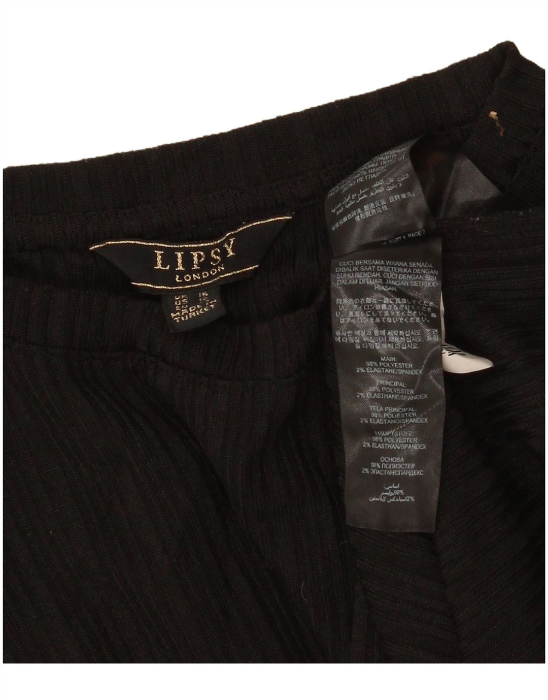 Lipsy Damen T-Shirt Top UK 16 Large Schwarz Polyester