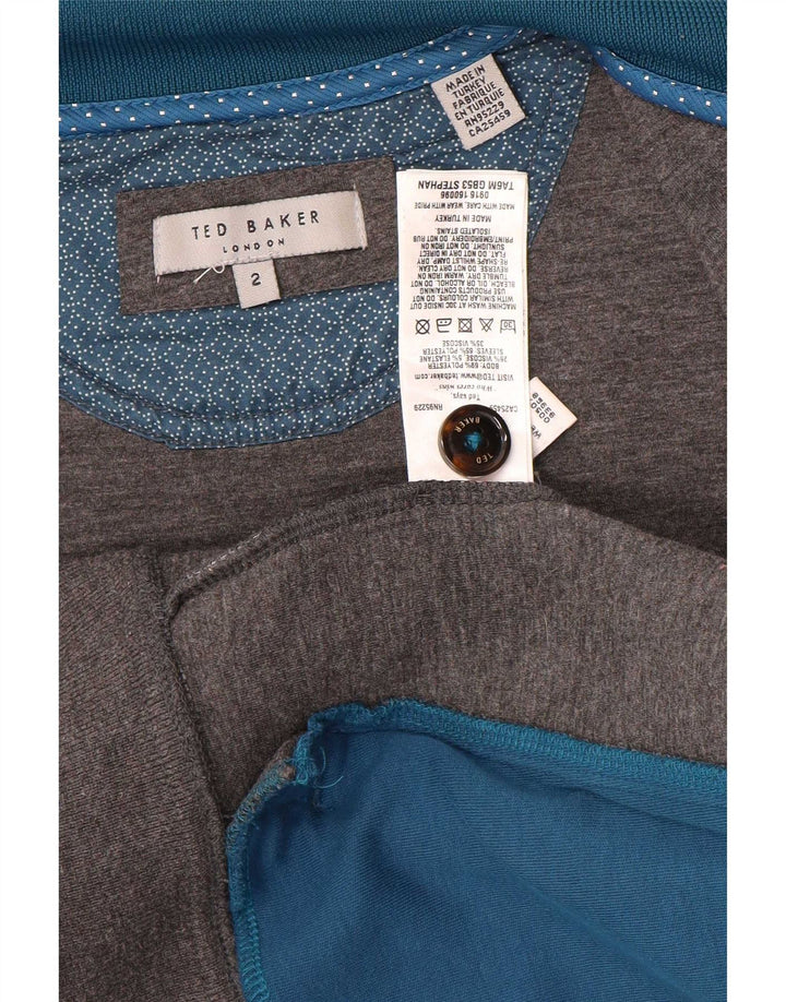 Ted Baker Herren-Trainingsanzug-Oberteil, Jacke, Größe 2, klein, grau geflecktes Polyester