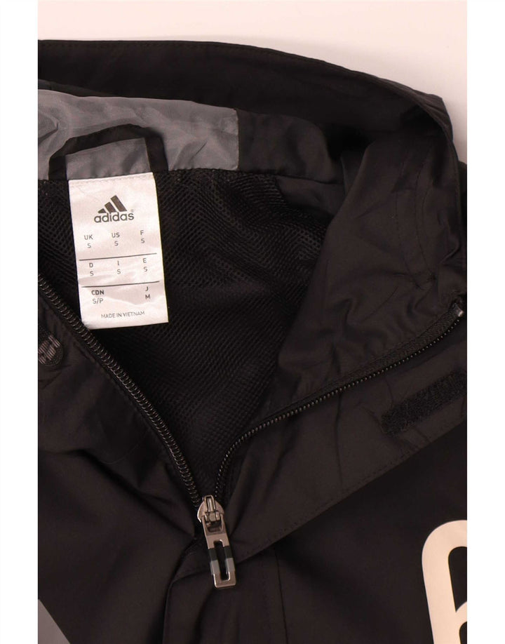 Adidas Herren Graphic Hooded Rain Jacket UK 36 Small Schwarz Polyester