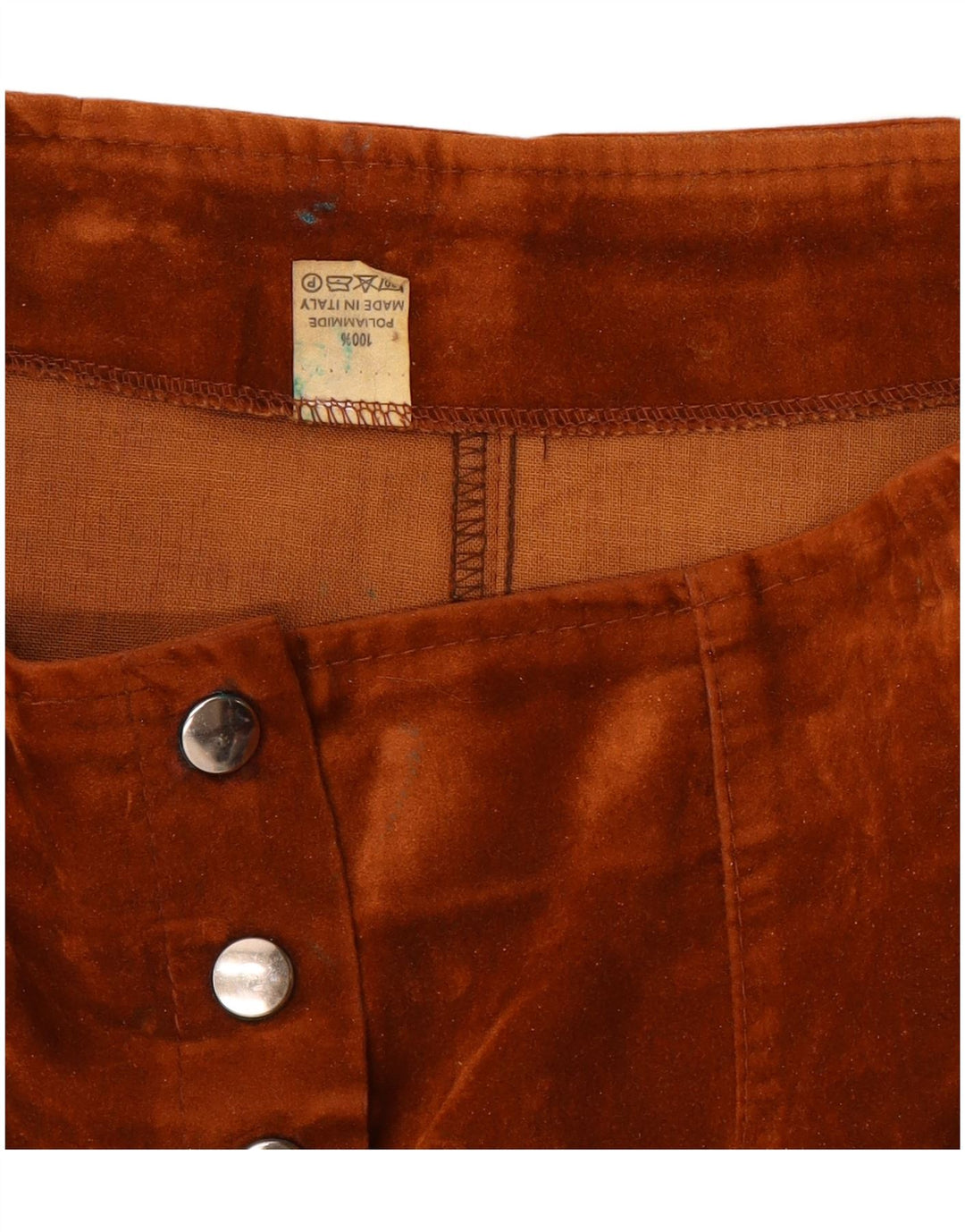 Vintage Damen Velour Minirock W24 XS Braun Polyamid
