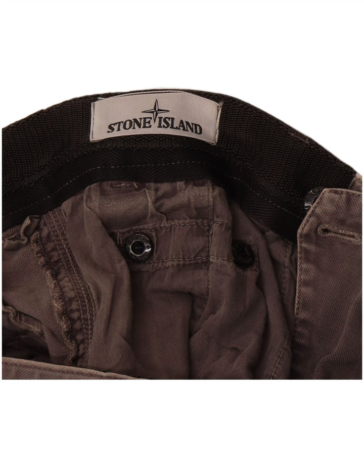 Gerade Herren-Cargohose von Stone Island, W32, L34, graue Baumwolle