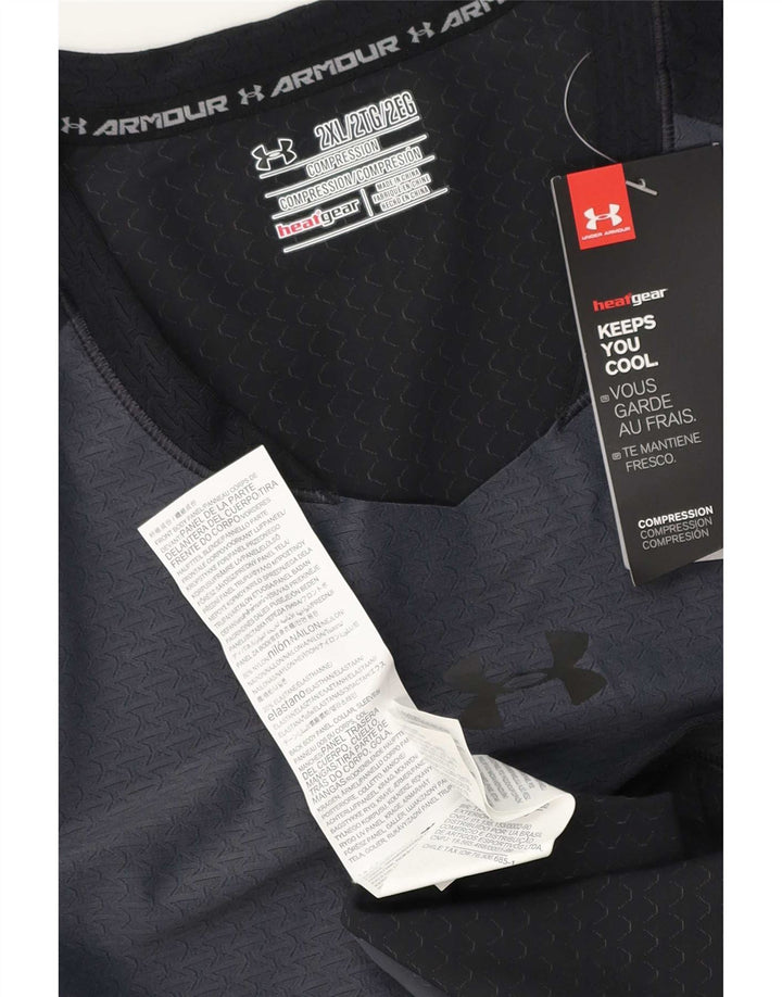 Under Armour Herren-Kompressions-T-Shirt-Oberteil 2XL Graues Colourblock-Polyester