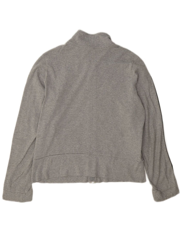 Adidas Damen Trainingsanzug Top Jacke UK 14 Mittelgraue Baumwolle