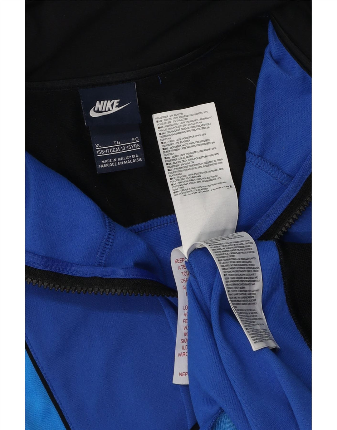 Nike Jungen-Trainingsanzug-Top-Jacke, 13–14 Jahre, XL, blaues Farbblock-Polyester