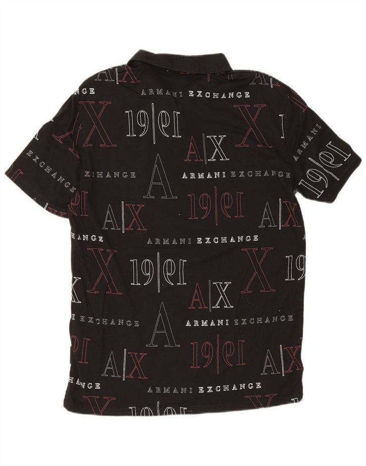 Armani Exchange Herren-Poloshirt mit Grafik, Größe S, schwarze Baumwolle