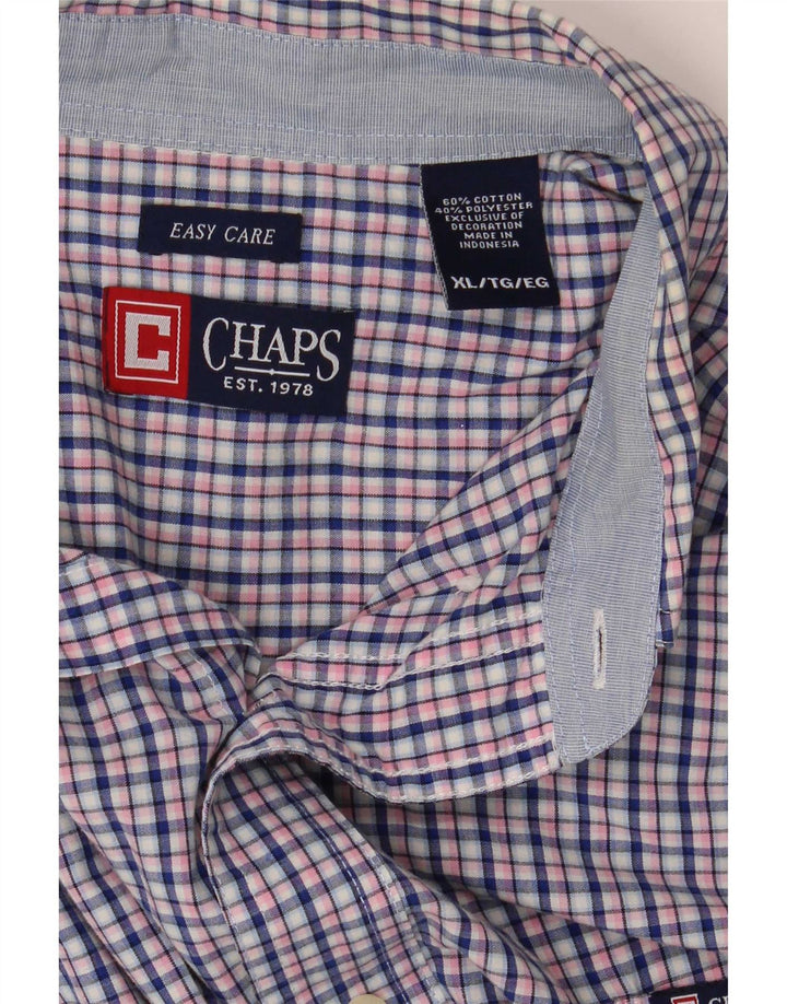 Chaps Pflegeleichtes Herren-Kurzarmhemd XL aus marineblau karierter Baumwolle