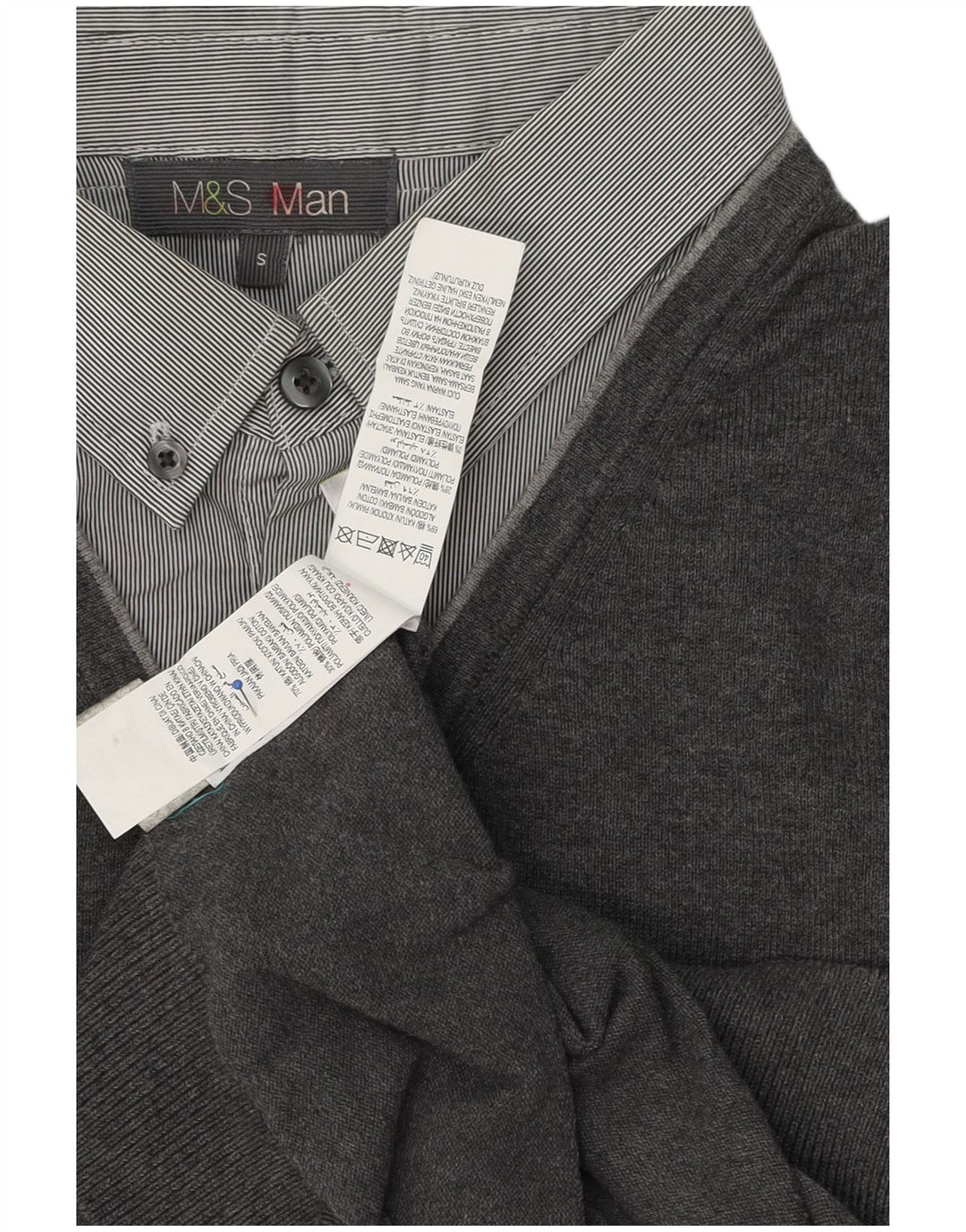 Marks & Spencer Herren-Pullover mit Rollkragen, Größe S, graue Baumwolle