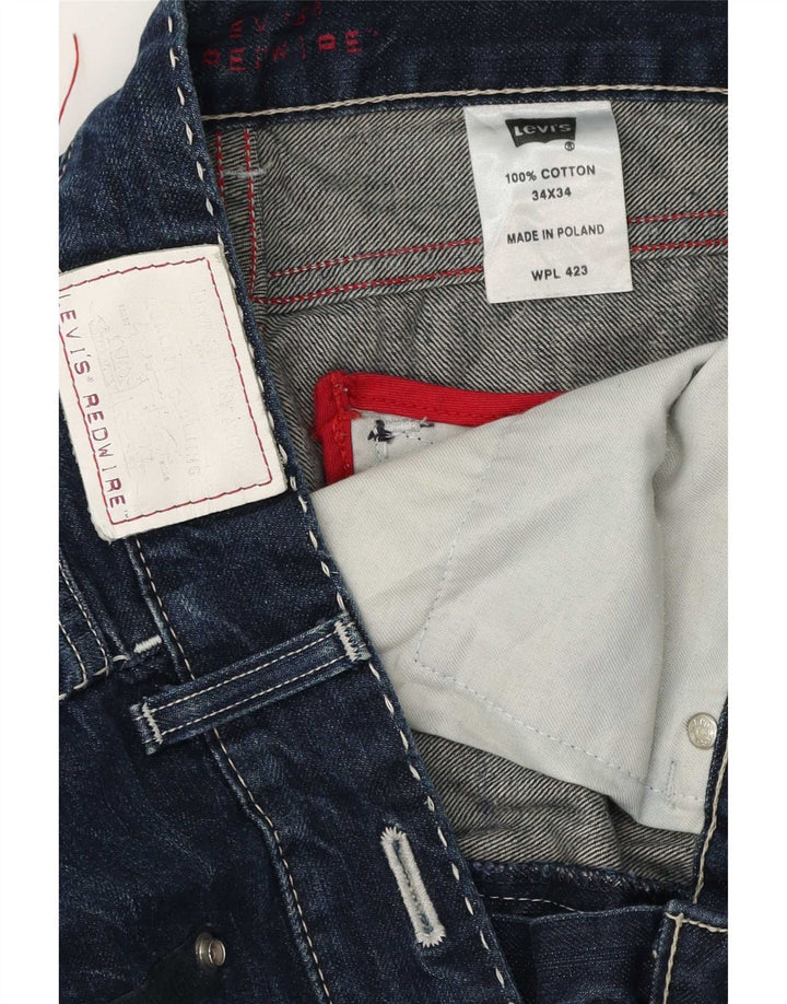 Levi's Herren Straight Jeans W34 L34 Marineblaue Baumwolle
