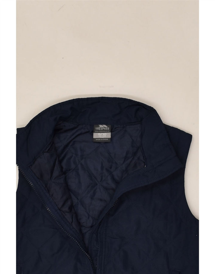 TRESPASS Girls Quilted Gilet 9-10 Years Navy Blue Polyester | Vintage Trespass | Thrift | Second-Hand Trespass | Used Clothing | Messina Hembry 