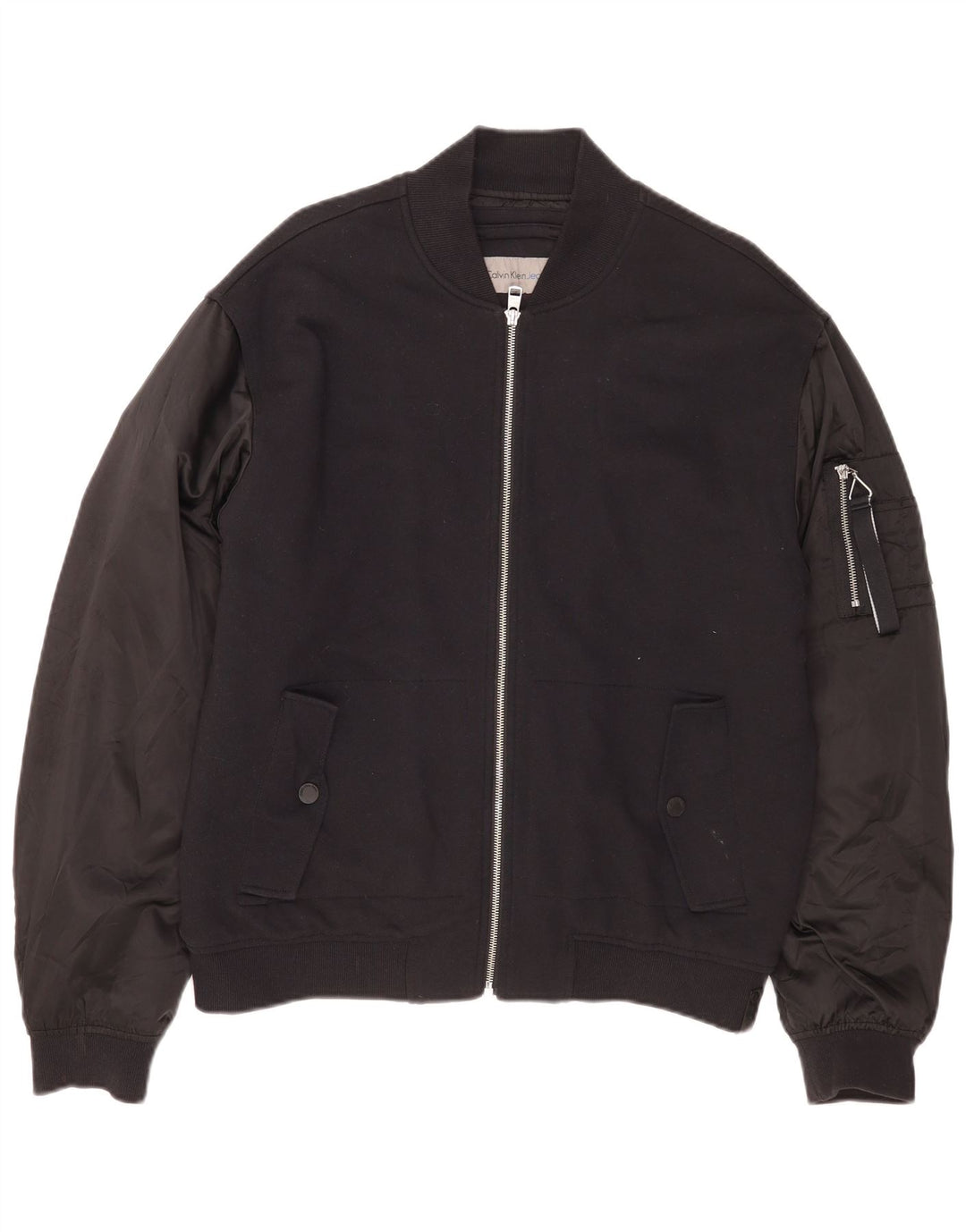 Calvin Klein Jeans Herren Bomberjacke UK 40 Große schwarze Baumwolle