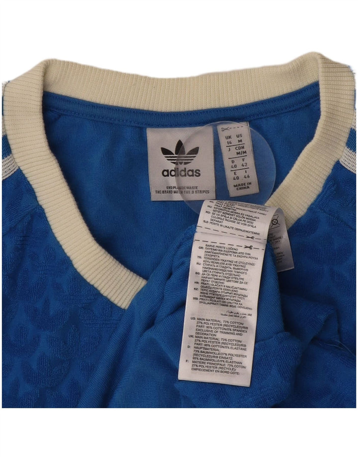 Adidas Damen Graphic T-Shirt Top UK 14 Mittelblaue Baumwolle