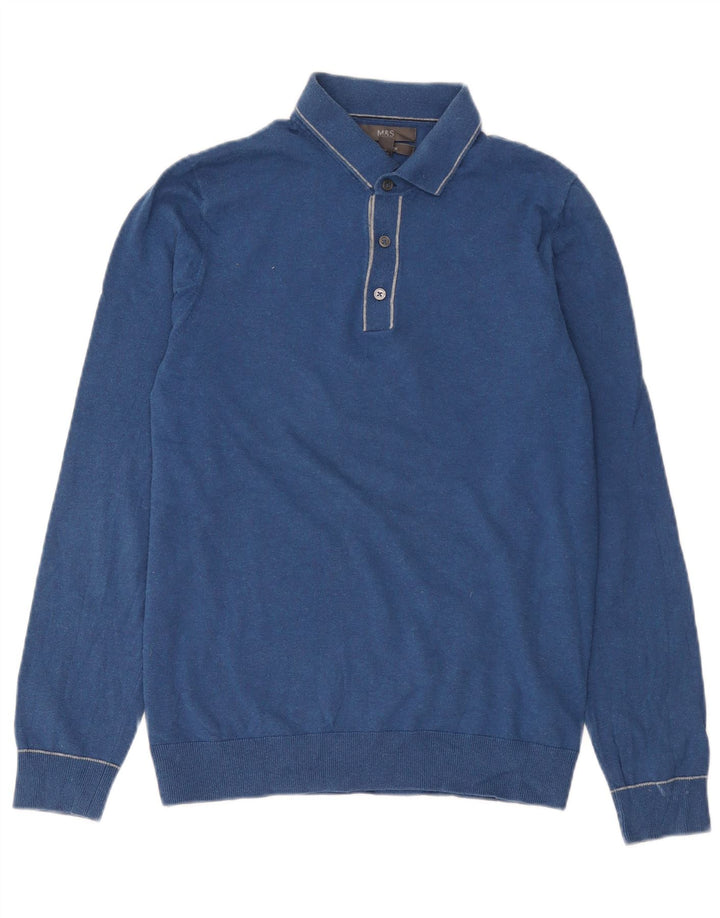 Marks & Spencer Herren-Pullover mit Rollkragen, Größe S, Baumwolle, Blau