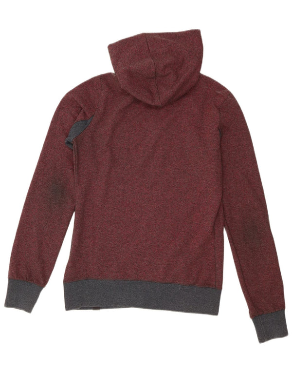 Converse Damen-Kapuzenpullover mit Reißverschluss, Gr. 12, mittleres Burgunderrot, Farbblock