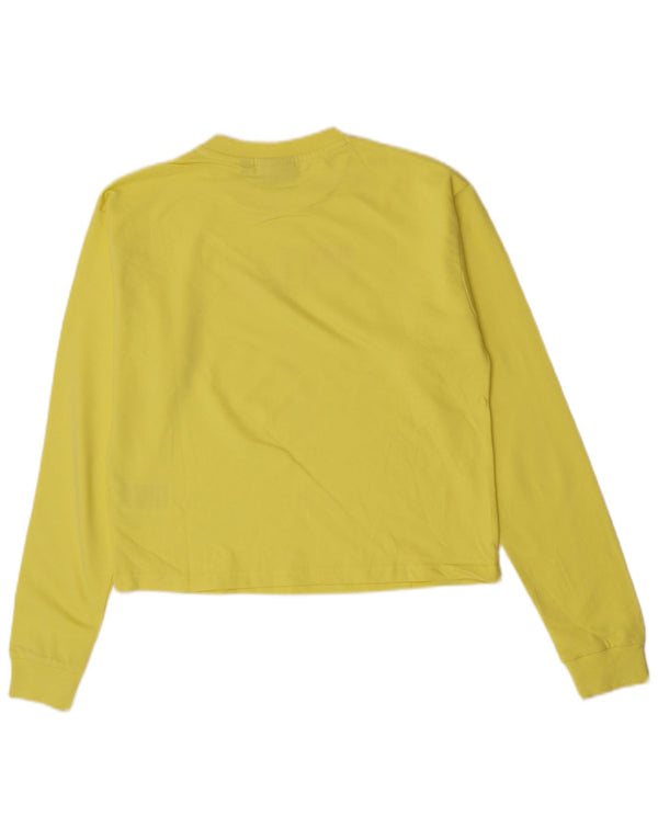 Fila Damen Crop Graphic Top Langarm UK 14 Mittelgelbe Baumwolle